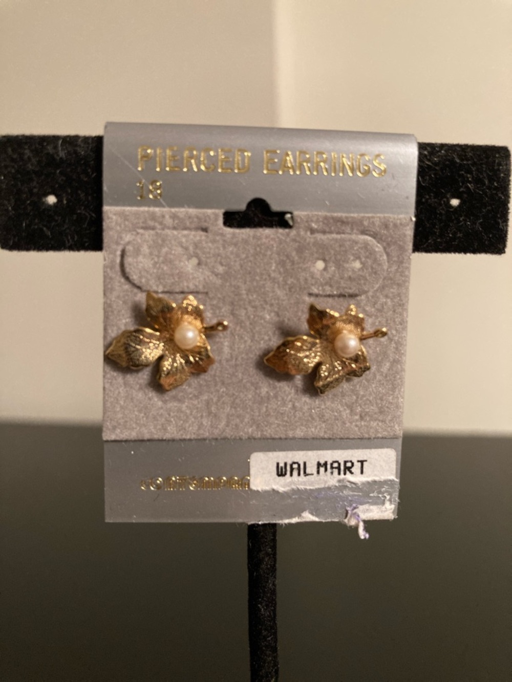 Gold Floral Pearl Stud Earrings by